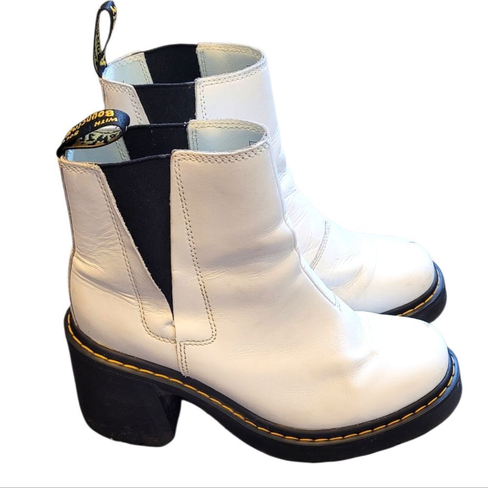 Dr. Martens Women's White Spence Platform Heeled Chelsea Boots Size US 9